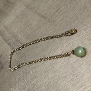 Green Stone Goldtone Chain